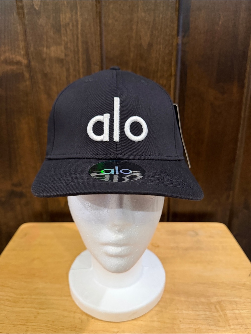 ALO Yoga Black Baseball Cap with White Logo
